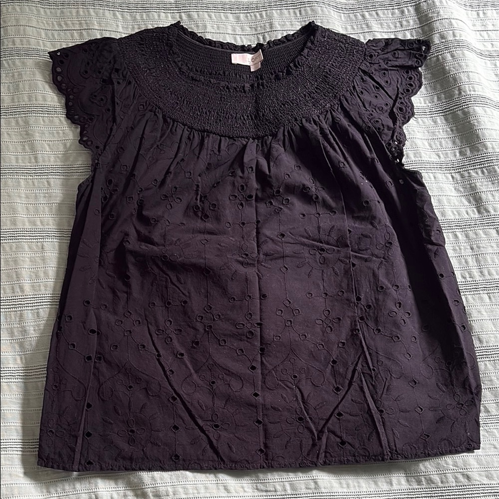 Loft Black Eyelet Women's Top